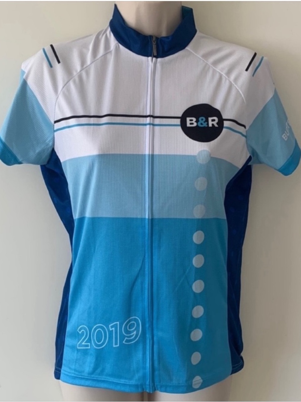 Primal Butterfield & Robinson Blue White Zip Up Bike Cycling Shirt Jersey M